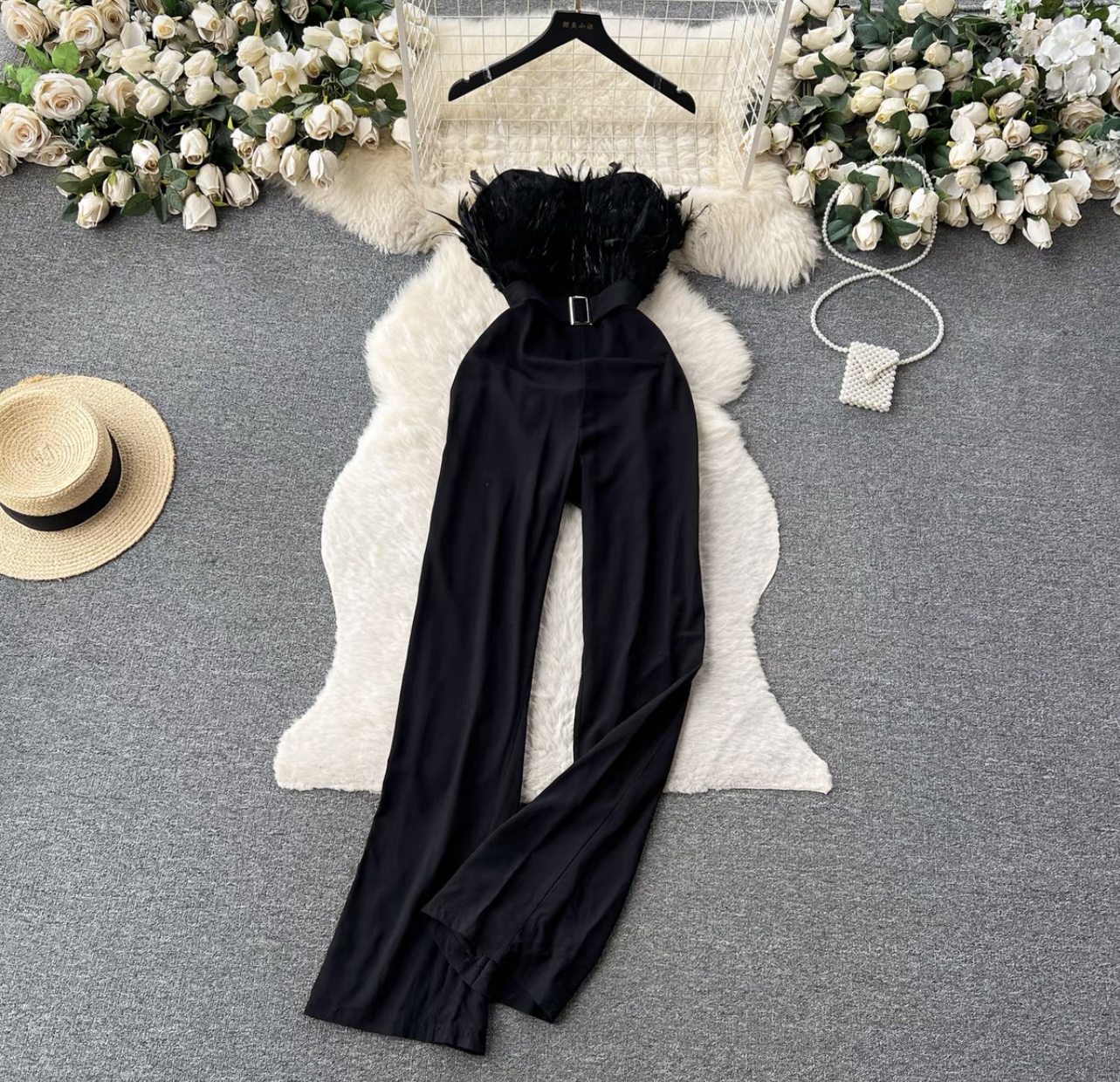 Taste of luxury feathery jumpsuit JRZZ616 images